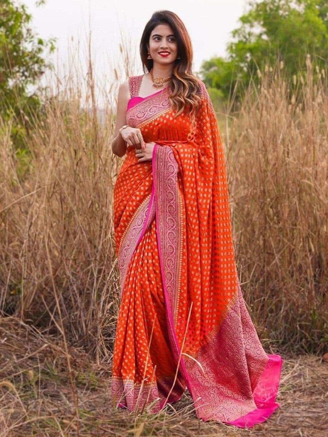 KALINI Ethnic Motif Woven Design Zari Banarasi Saree