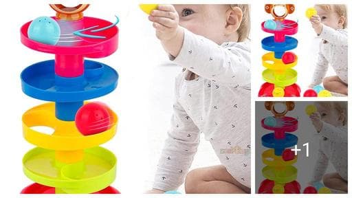 Colorful 5 Layer Plastic Stack, Drop and Go Ball Drop and Roll Swirling Tower Ramp Development Educational Toys for Baby and Toddler- (Multi-Color)