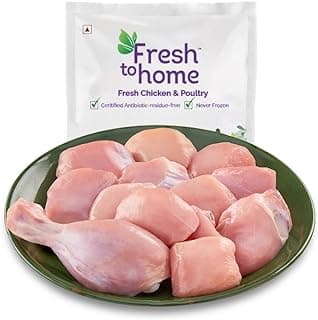 FreshToHome Premium Chicken | Curry Cut | 450g Pack | Skinless | Antibiotic-Residue-Free | Tender | Fresh | Never Frozen