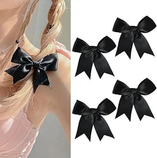 4 Pcs Luxury for Women Girls Small Black Ribbon Hair Clips Hair Clip Bow Barrettes for Think Thin Hair Bowknot Side Hair Clips for Teen Girls Bow Kont Hairclips