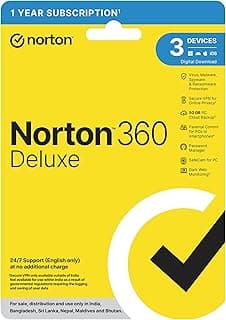 Norton 360 Deluxe |3 Users 1 Year|Total Security for PC, Mac, Android or iOS|Additionally Includes Password Manager, PC Cloud Back Up, SafeCam for PC