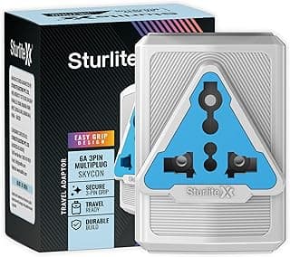 Sturlite Skycon 3 Pin Plug| 2-Pin & 3-Pin Socket| 6 Amps Universal AC Travel Adapter| Strong Polycarbonate Body Socket| Compact Converter Plug for Travel, Home & Office Use - (White) (Pack of 1)