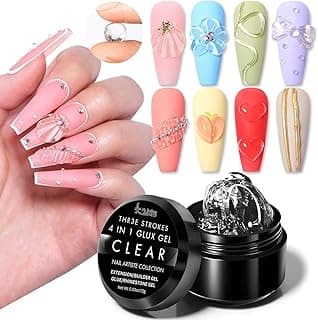 THR3E STROKES 7D Sculpting Gel for Nail Art – Clear 15g Hard Builder Gel for Nail Extension, Carving & Embossing | Non-Sticky Texture, 7D Pattern Design Gel – Professional & DIY Use (CLEAR JAR)