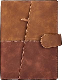amazon basics Dated Organiser 2025 | 314 Pages, Total 360 Pages | Weekly Planner, Front Pocket | Journal & To-Do List Diary | Magnetic Clip Closure | Visiting Card Holder, Pen Holder (Brown)